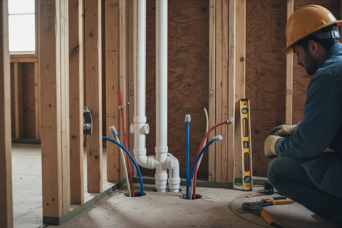 Drain and supply rough-in during Sump Pump Repair in Brigham City